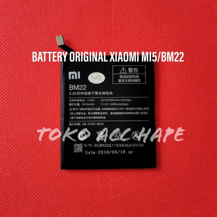 DISKON BATTERY BATERAI BATERE BATRE REDMI XIAOMI MI5 MI 5/BM22 ORIGINAL 100