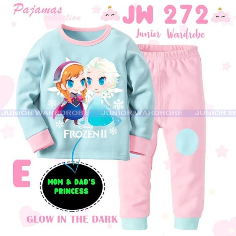 (2-7y) Baju Tidur Anak Perempuan Cewek Karakter Piyama Anak Perempuan Longsleve Karakter frozen unic