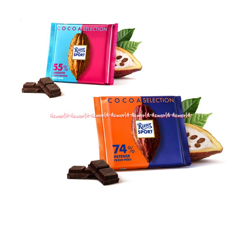 Ritter Sport Cocoa Selection 100gr Smoothe With Cocoa Coklat Cokelat Kokoa Riter Sport