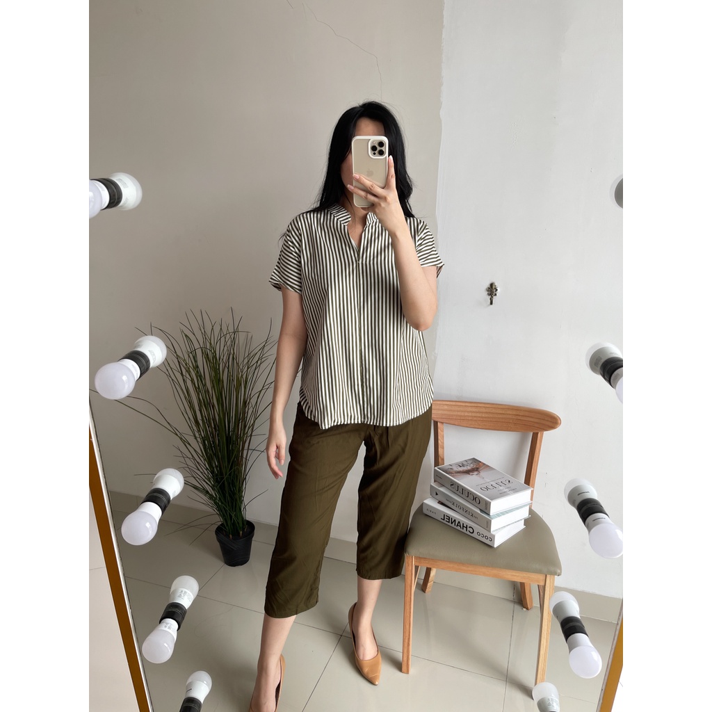 Luvanichouse - Montreal Topbottom Set-OliveVstripe