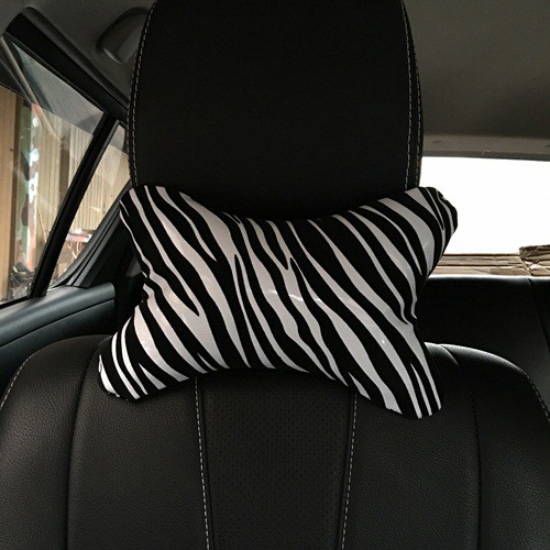 Bantal Kepala Leher Jok Mobil Hitam Putih Zebra Premium Series