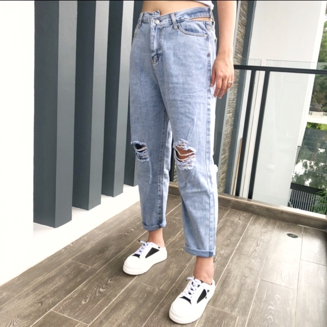 VIERLIN - Jeans 3000 - HIGH WAIST RIPPED JEANS CEWEK