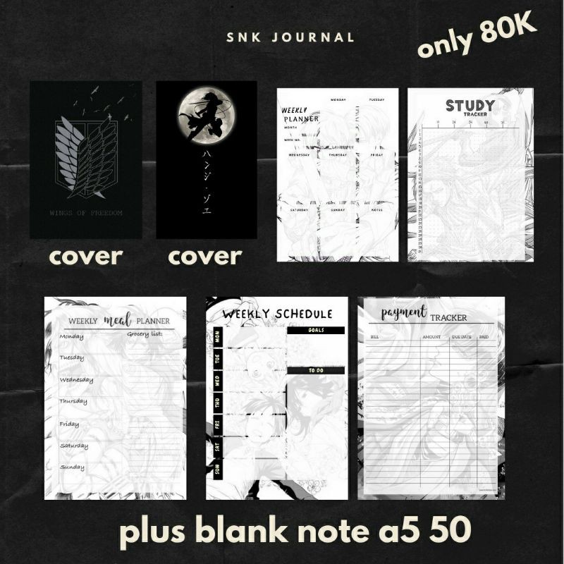 

attack on titan/ shingeki no kyojin journal buku agenda