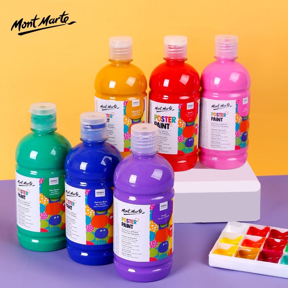 Mont Marte Finger Paint Washable Poster Paint 500ML Washable Paint Cat Gouache Mainan Mewarnai Anak Mainan Cat Anak Mainan Montessori Perlengkapan Cat Air Anak Washable