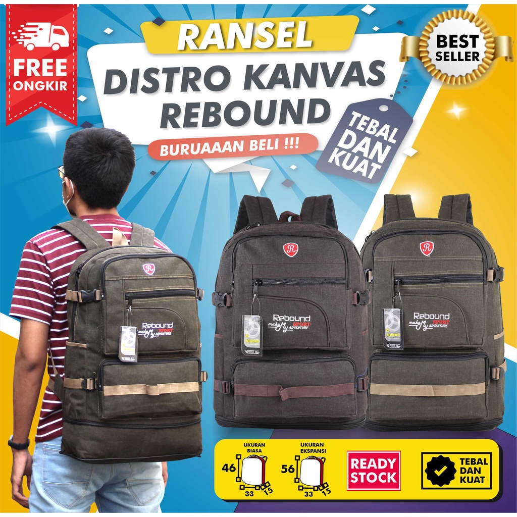 Ransel Gendong Pria Distro Susun Rebound Cowok Backpack Punggung Keren Bagus Awet