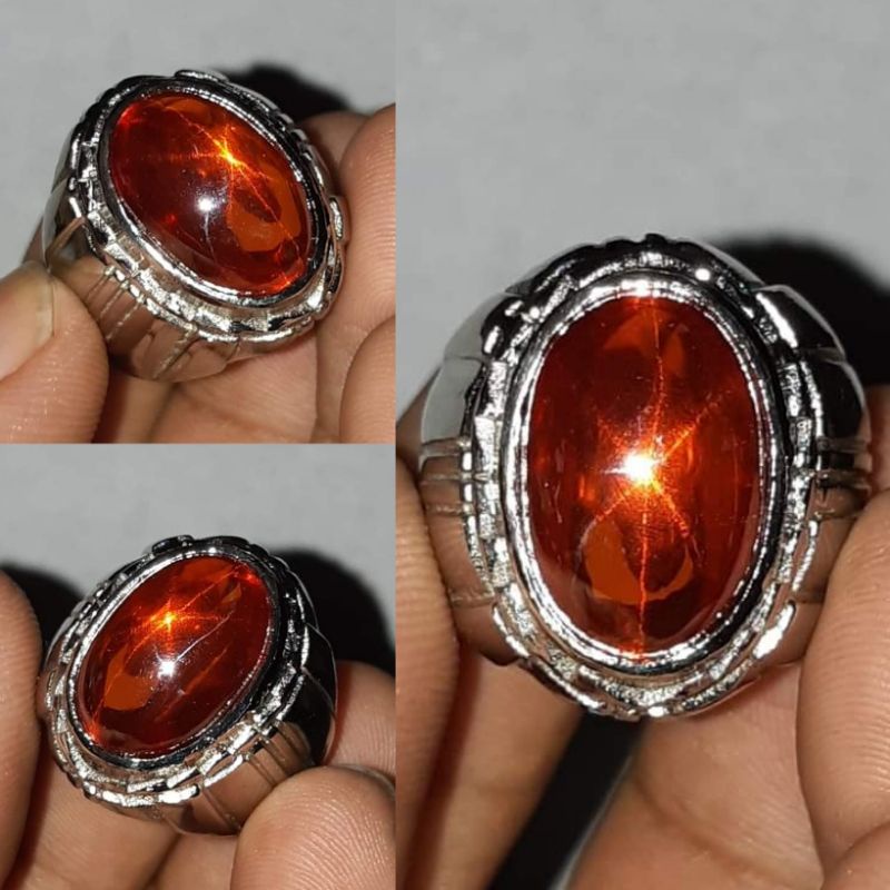 Cincin Batu Orange safir Star Natural Asli 100% Original Kualitas Super Istimewa