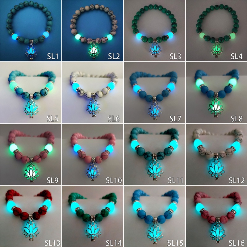 Gelang Manik-Manik Batu Alam Luminous Glow In The Dark Untuk Pria Dan Wanita