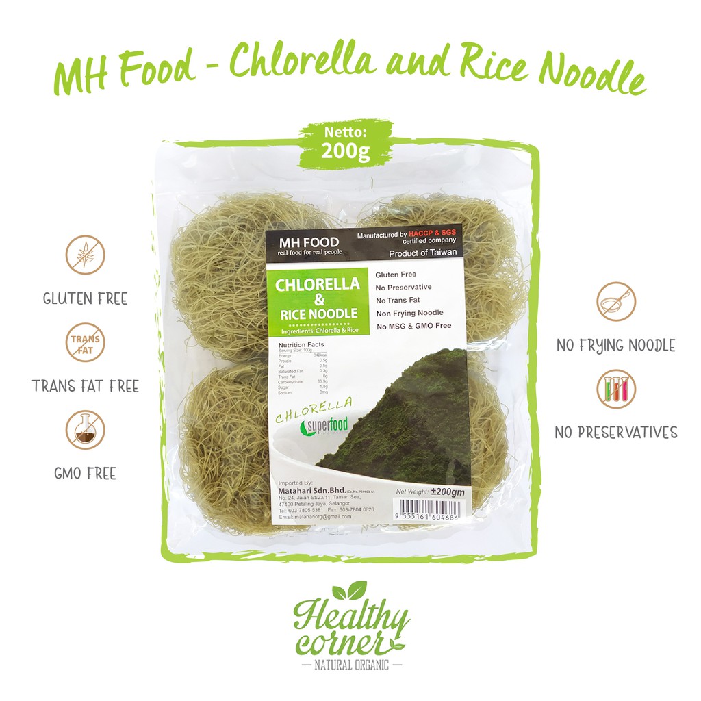 

Rice Noodle Chlorella Healthy Gluten Free ( Bihun Beras ) 200 gr - MH Food
