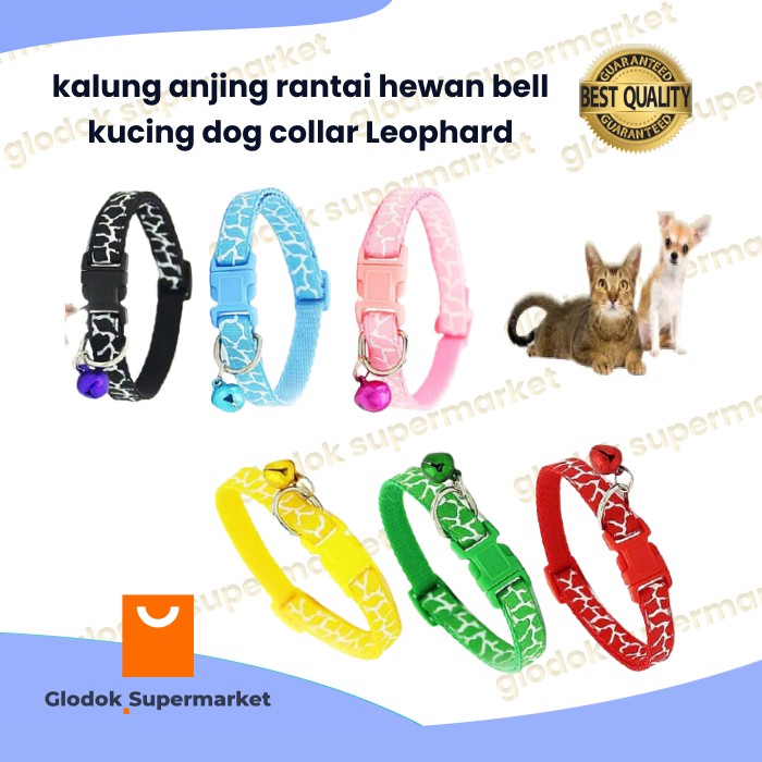 kalung anjing rantai hewan bell kucing dog collar Leophard