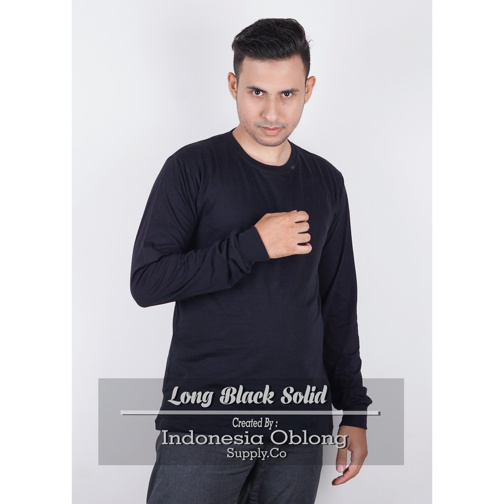  KAOS  POLOS LENGAN PANJANG BLACK Shopee Indonesia