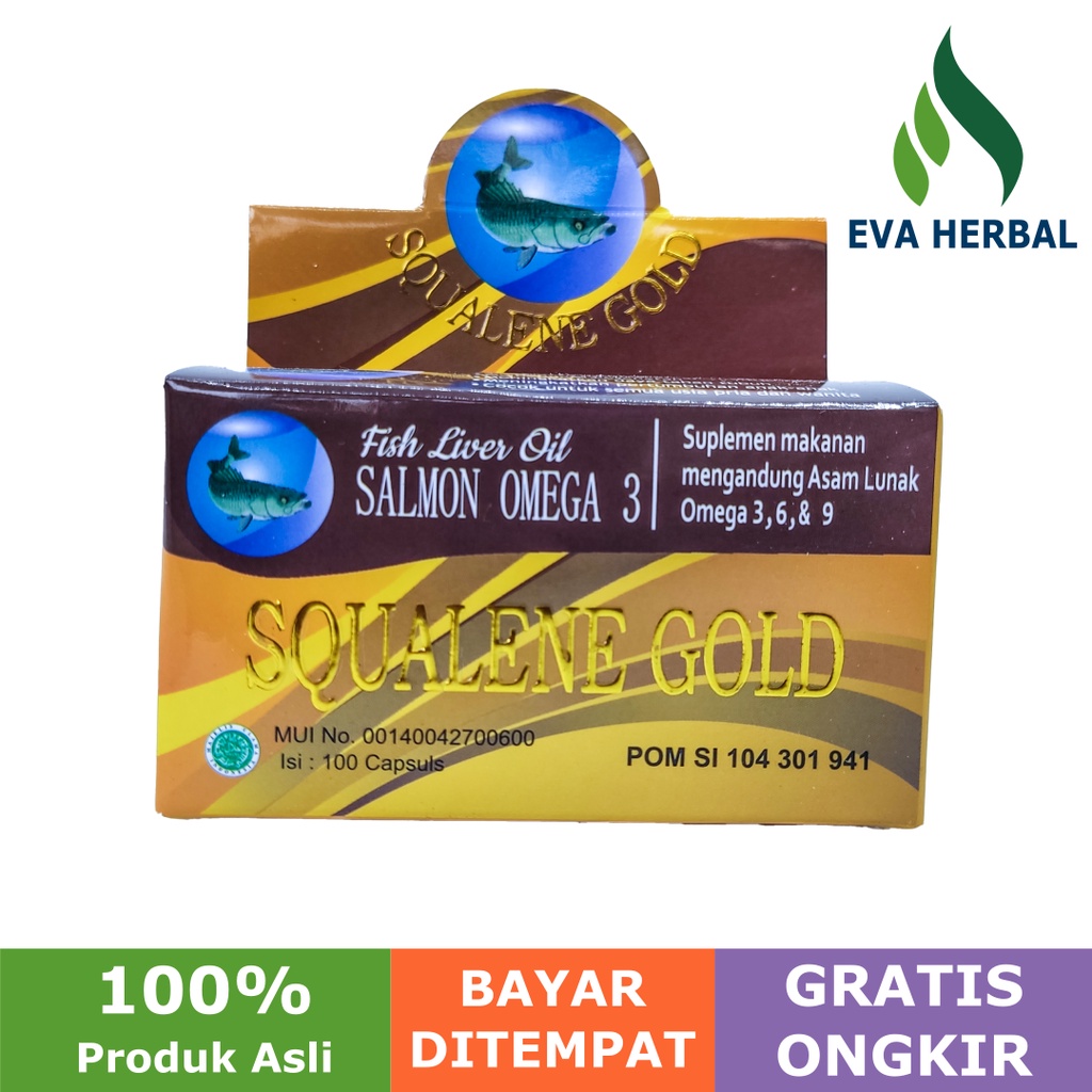 Squalene GOLD Minyak ikan salmon / Fish Oil Liver Isi 100 Kapsul