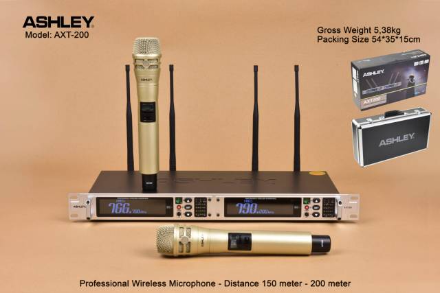 Mic wireless ashley AXT 200.wireless micropone UHF display digital