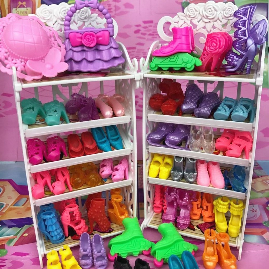 Barbie Doll Shoe Rack Girl Princess Birthday Universal Children Hollow Furniture Accessories Large Shopee Indonesia