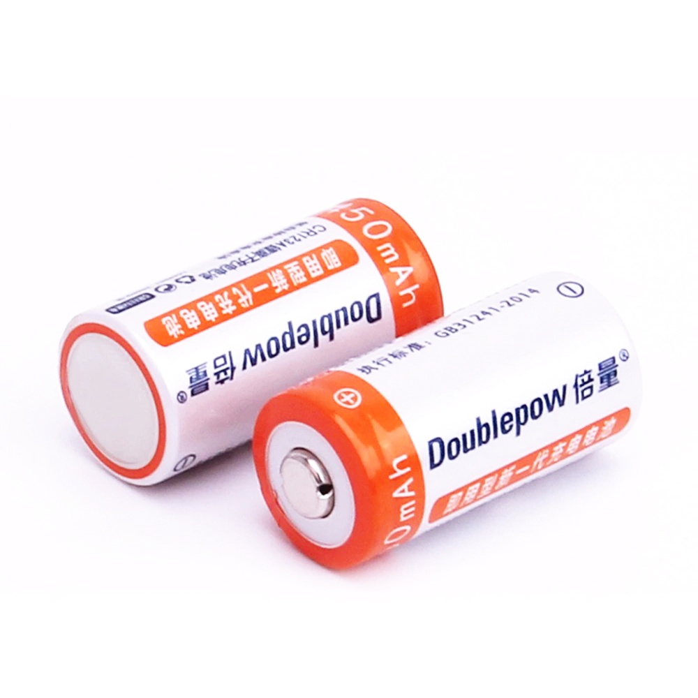 DOUBLEPOW Baterai Isi Ulang CR123A Li-Ion Rechargeable 3V 450mAh 2PCS