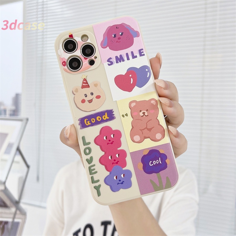 Soft Case Tpu Motif Beruang Putih Untuk Compatible For IPhone 6 7 6S 8 Plus 13 Mini PRO MAX 12 pro max mini 11 PRO MAX X XR XSMAX Se 2020 6SPlus 7Plus 6Plus 8Plus XS A16 A15 A7 A5S Y20 Y12 Straight Cube Full Case