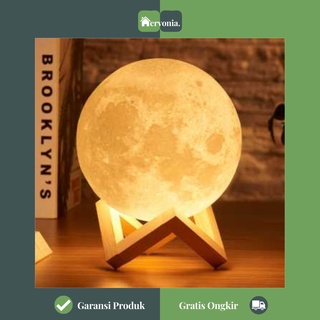 lampu tidur aesthetic 3d Meja pentol Printed Moon Night Light Table Rechargeable Lamp 12cm 15cm 18cm