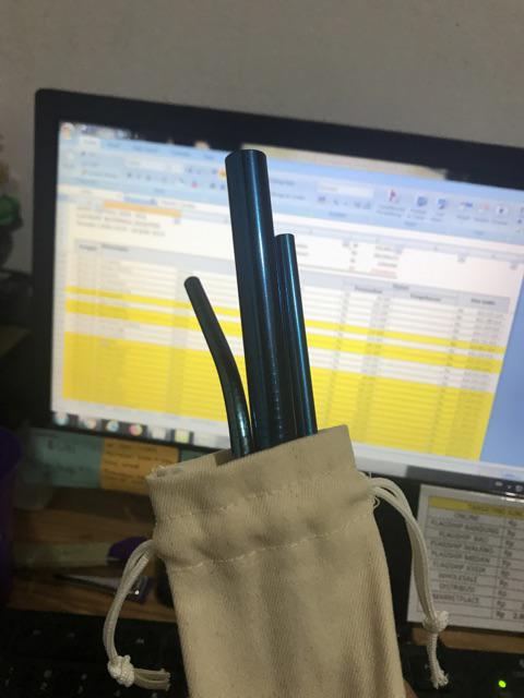 Stainless Straw / Sedotan Stainless (full Set Bubble Blue)