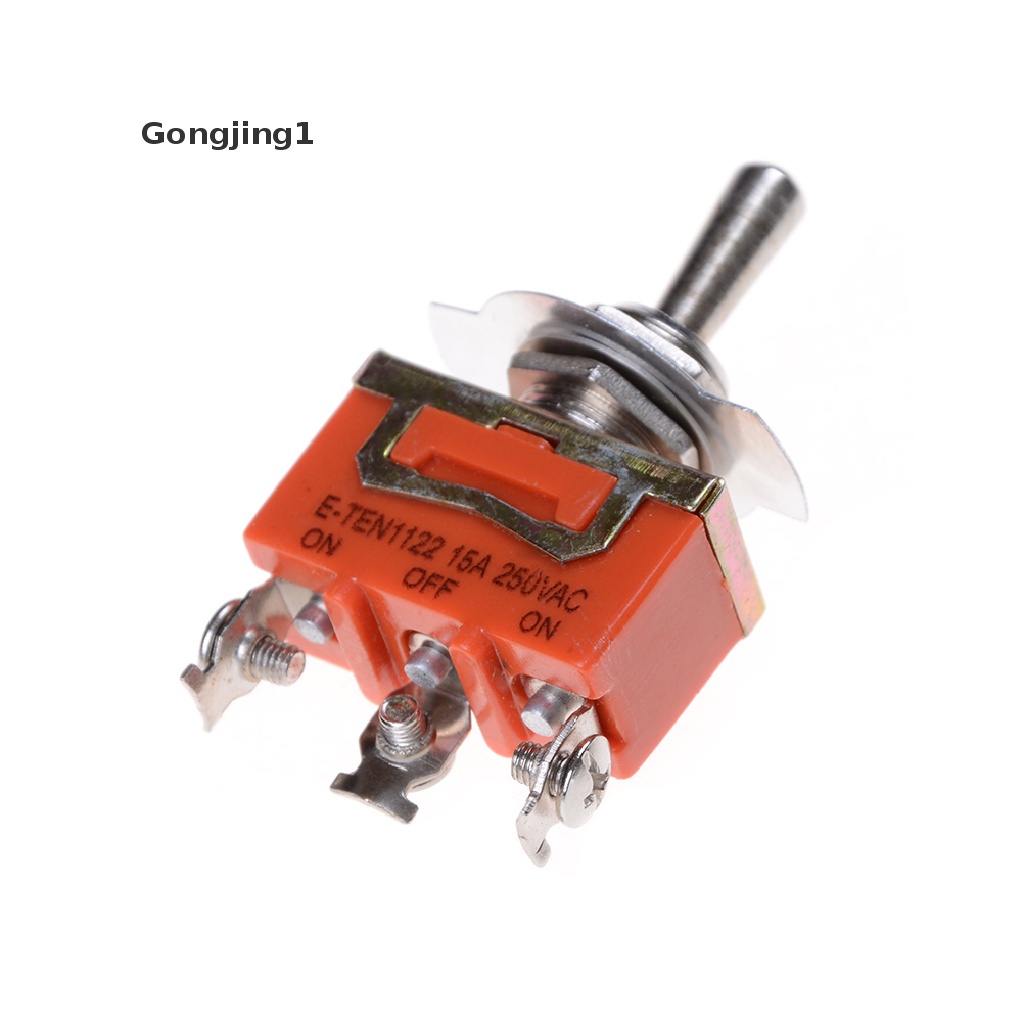 Gongjing1 Saklar Toggle Pengunci 3 Terminal SPDT 250V 15A ON-OFF Warna Oranye