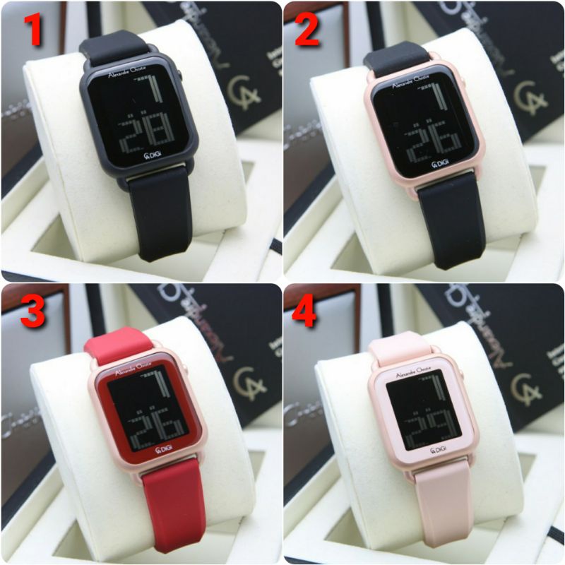 ORIGINAL GARANSI RESMI 1 TAHUN JAM TANGAN WANITA ALEXANDRE CHRISTIE CEWEK DIGITAL RUBBER STRAP ARLOJ