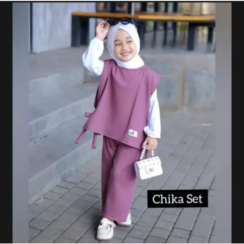 Baju Anak Perempuan // Chika Set three in One Original // Setelan Anak Perempuan Usia 3-12 Tahun / /