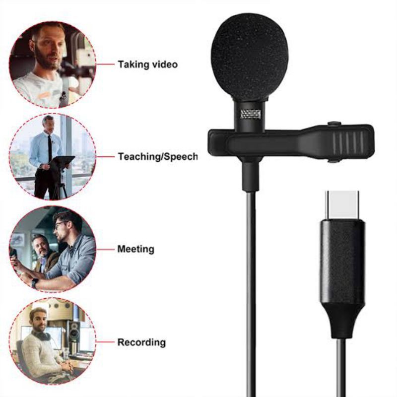 MIKROFON MIC CLIPON LAVALIER PORT USB TYPE C MICROPHONE LAPEL VLOG RECORDING HANDPHONE LAPTOP