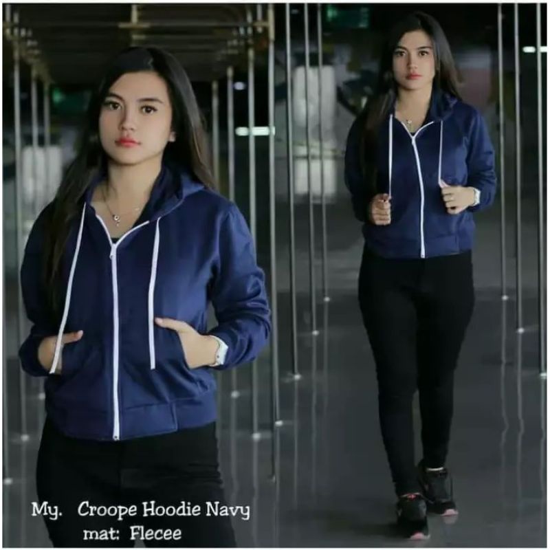 Hoodie  Crop Jacket - Hoodie Sweatshirt Crop Wanita IJO BOTOL