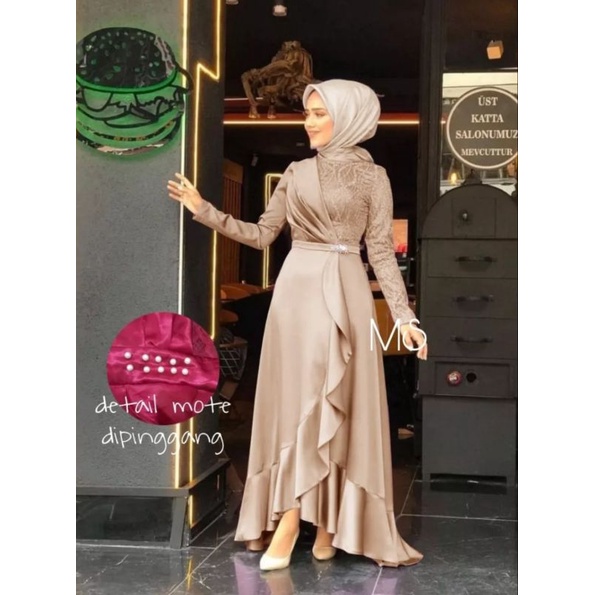 Gamis Bridesmaid / Gamis Brokat / Dress Bridesmaid / Gamis Kondangan / Gamis Broklat / Dress Panjang / Dress Kondangan / Dress Brukat / Kyra Dress