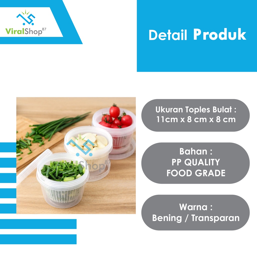 Kotak Toples Penyimpanan Buah Tirisan Box Tiris Sayur Container Kulkas