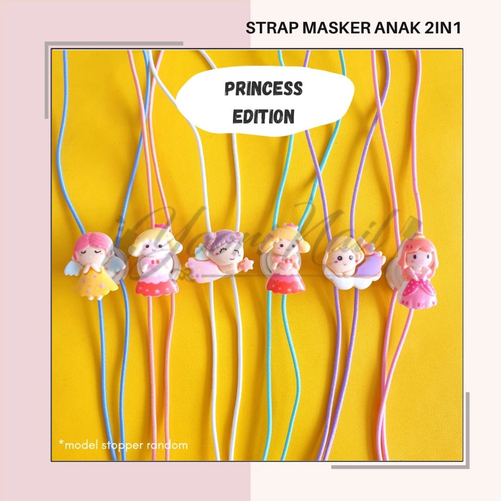strap mask 2in1 tali masker kalung 2in1 connector konektor hijab anak karater kartun princess