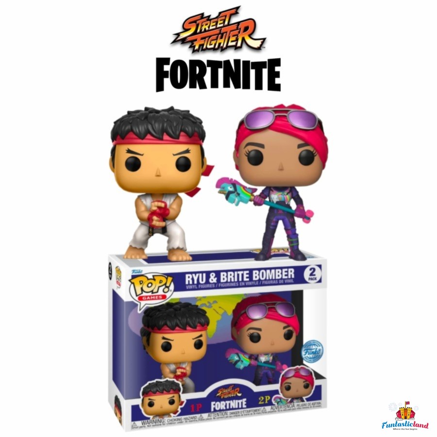 Original Funko POP Games Street Fighter x Fortnite - Ryu & Brite Bomber (2-Pack)