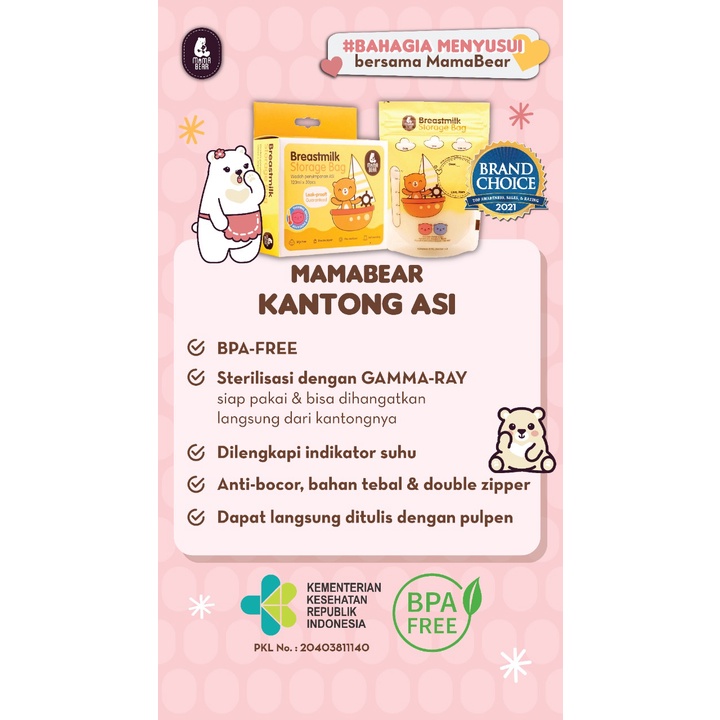 MamaBear Kantong ASI 120 ml 30 pcs mama bear 120ml