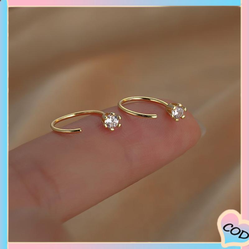 COD❤️ Anting Zirkon Temperamen Fashion Wanita Tidur Gratis Melepas Anting-Anting Trendi Yang Indah-A.one