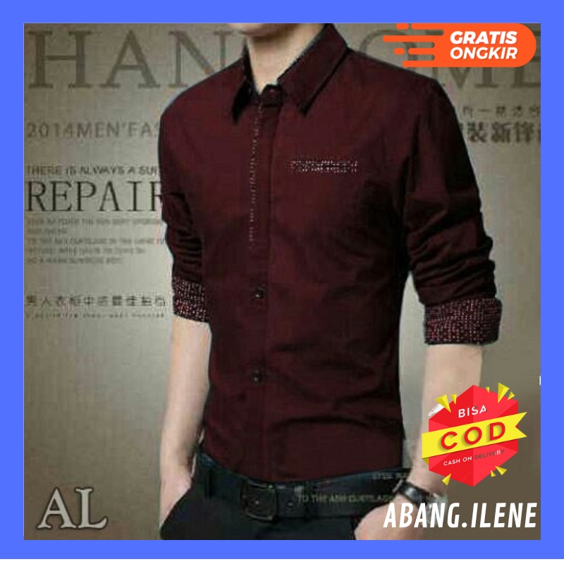 Kemeja Pria Kemeja Pria Cardinal Kemeja Cowok Import Kemeja Cowok Premium Kemeja Lengan Panjang P9E1