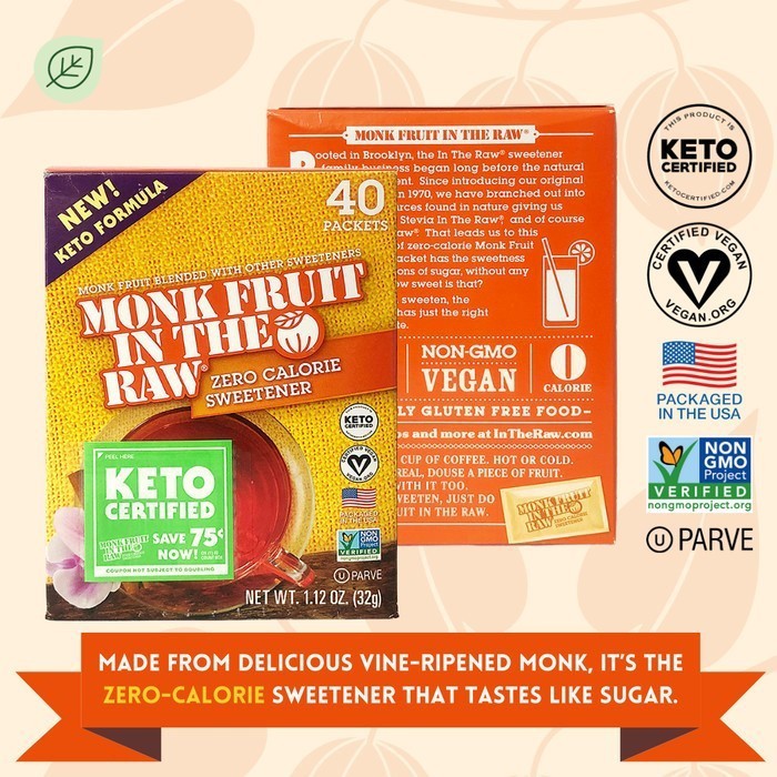 

GULA KETO SUGAR sachet Monk Fruit IN THE RAW Sweetener with Erythritol Diet Diabetes