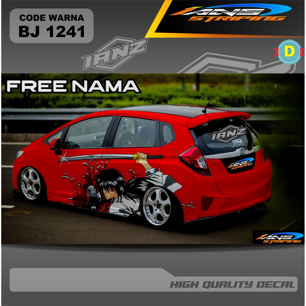 DECAL STIKER MOBIL HONDA JAZZ JESS / VARIASI DECAL STIKER HONDA BRIO AGYA AYLA TERMURAH / STIKER DECAL MOBIL TERBARU