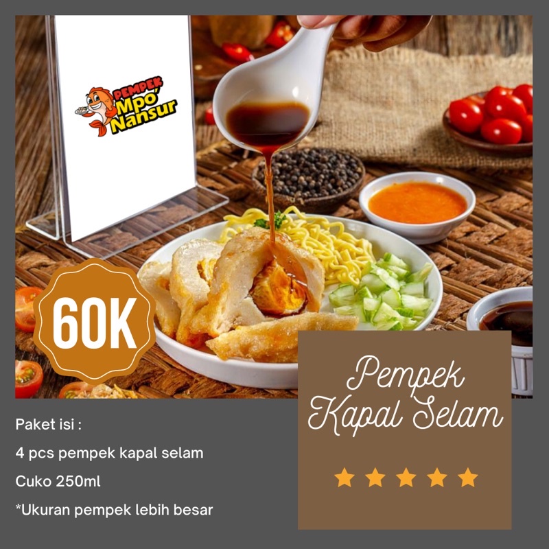 

Pempek Kapal Selam Besar Ikan Tenggiri + Cuko 250ml