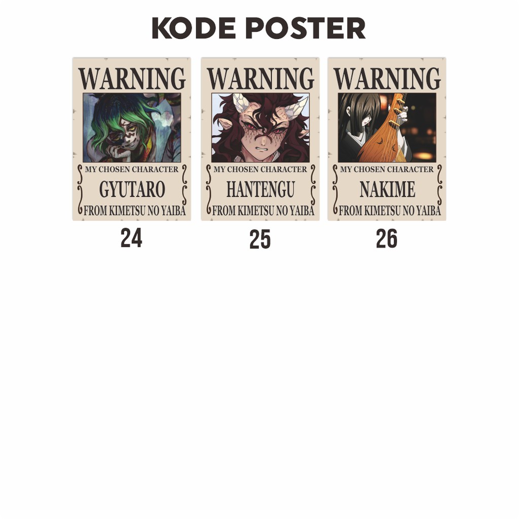 Poster Anime Warning Kimetsu No Yaiba Demon Slayer Koleksi A4 - Tanjiro Nezuko Inosuke Zenitsu Giyu Rengoku-7