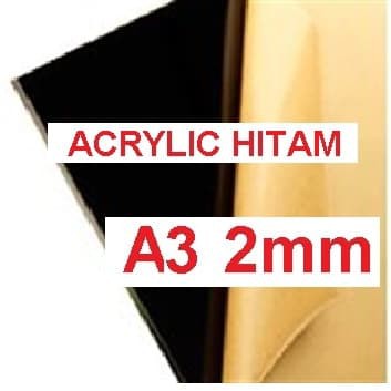 

[PROMO EKSKLUSIF] Acrylic / Acrilic / Akrilik Warna Hitam Solid, Ukuran +/- A3 Tebal 2Mm DISKON