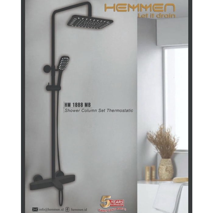 Hemmen Shower Tiang Set Panas Dingin Hitam Shower Coloumn Set Hm 1888 Matte Black