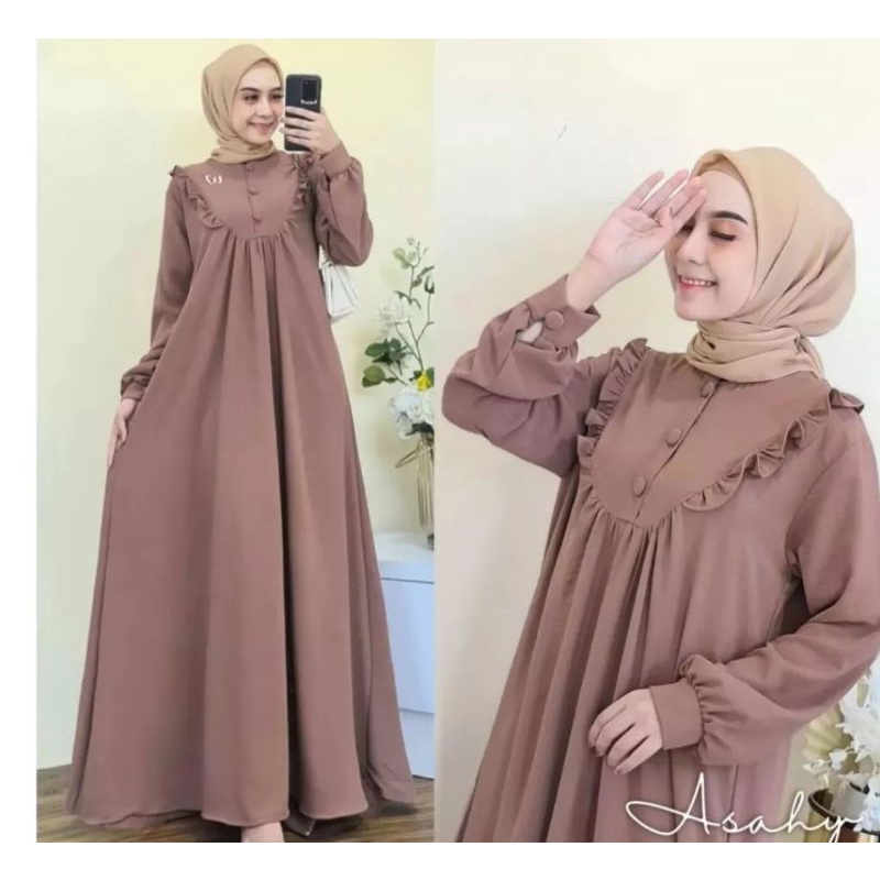 asahy dress cringkle air blow 2022 terlaris/gamis crinkle kekinian termurah/pakaian muslim wanita terlaris/dress terbaru bahan crinkle