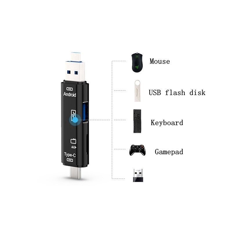 Adaptor SD Card Reader 5 In 1 Micro TF OTG USB 3.0