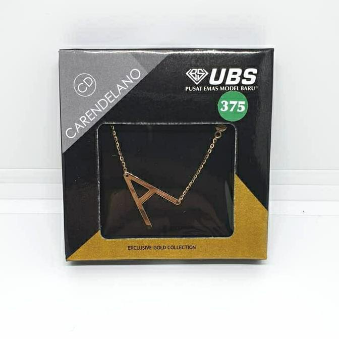 Kalung Emas 375 Alpha Beta UBS Carendelano huruf A