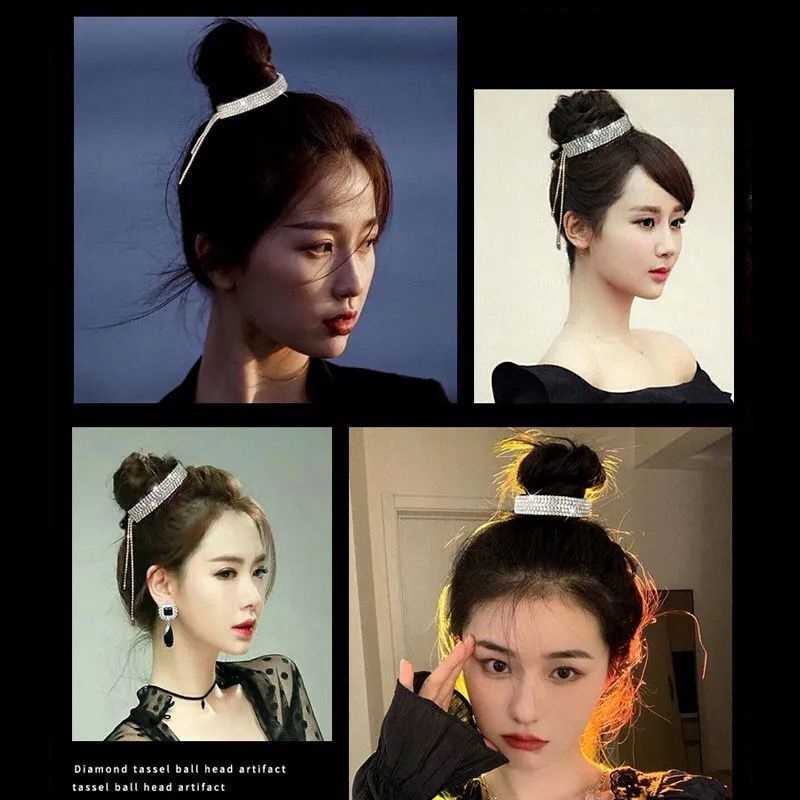 Klip Rambut Wanita Korea Fashion Berlian Imitasi Rumbai Jepit Rambut