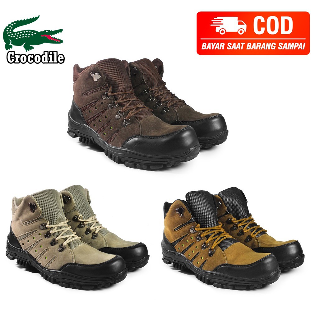 SM88 - Sepatu Murah Cowok Crocodile Macan Boots Safety Pria Outdoor Olahraga Hiking Gunung Terbaru