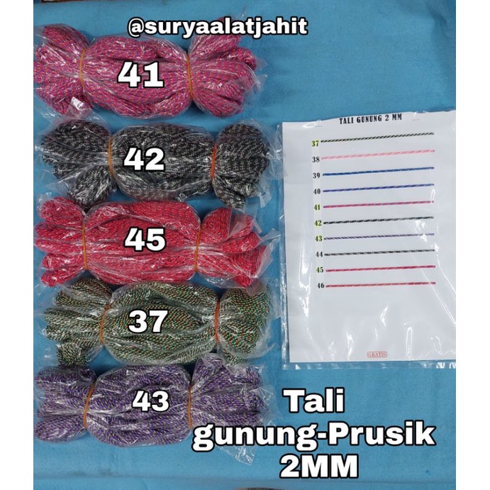 Tali gunung-Tali prusik 2MM +/-@25yard =Rp.9.500/1bungkus