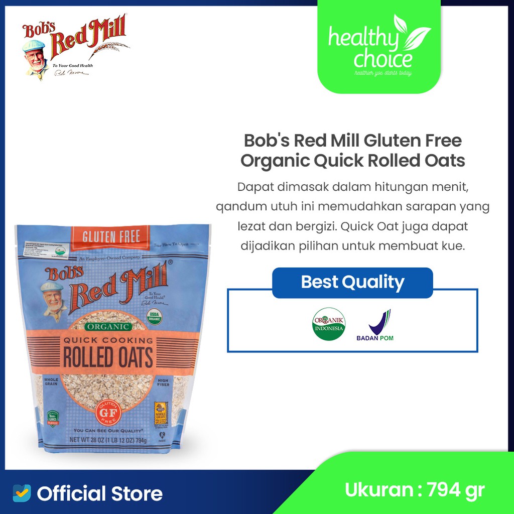 

Bob's Red Mill Gluten Free Organic Quick Rolled Oat 794 gr