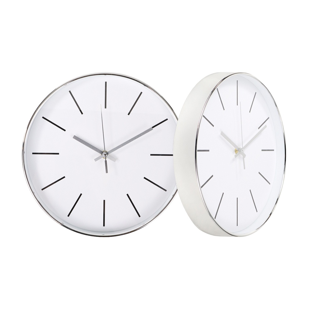 G5U Jam Dinding Bulat Silent Movement Quartz Creative Design Model Modern - H6589 - Silver Or-i