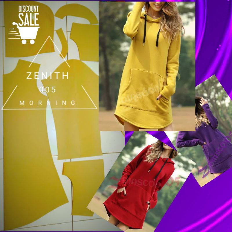 POLA DRESS HOODIE DRESS HOODIE LENGAN PANJANG