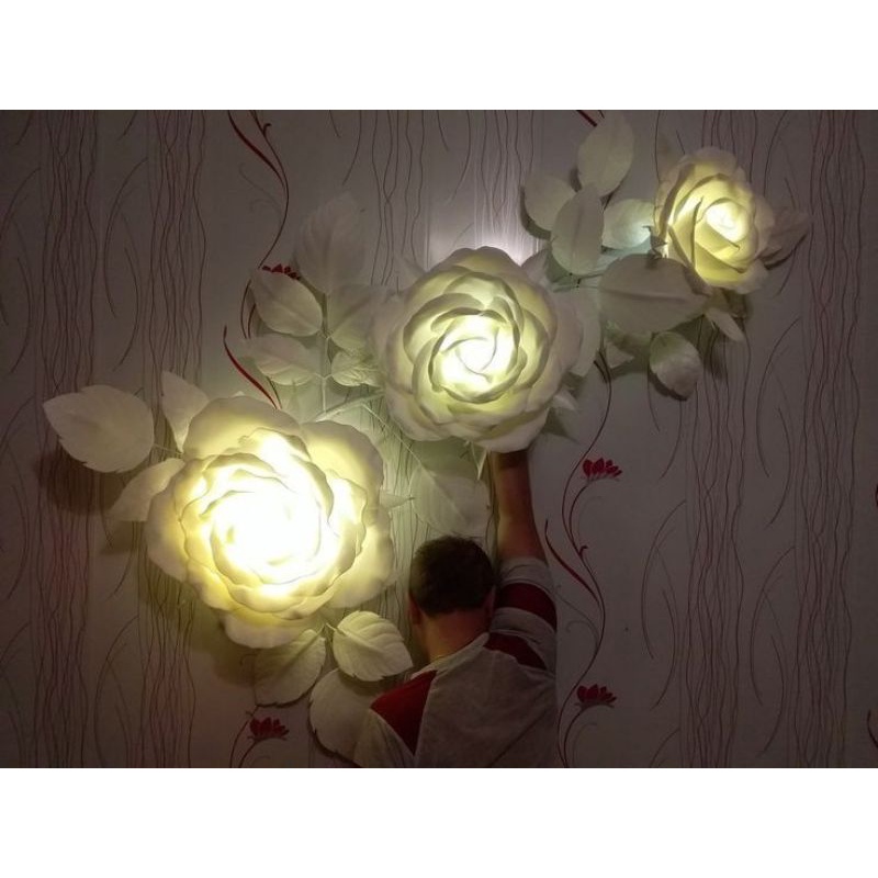 bunga hias dinding,. lampu dinding