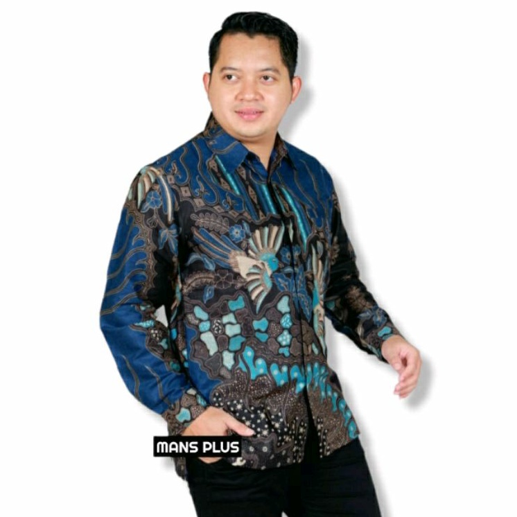 Kemeja Batik Pria Furing Jumbo 4L-5L Lengan Panjang Modern Hem Pria Big Size XXXXL Seragam Batik NGK